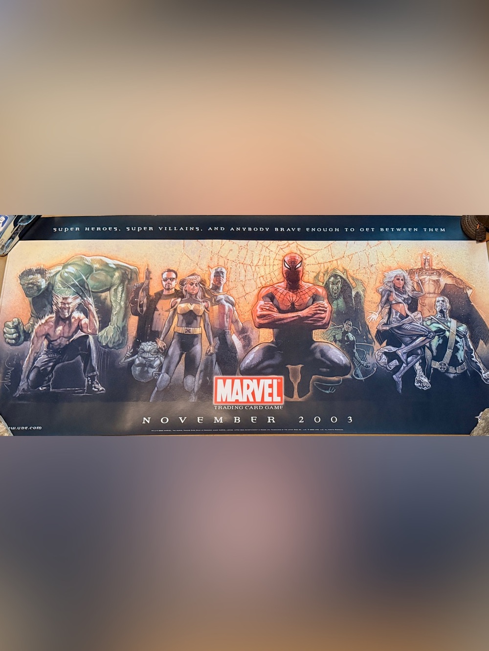 MARVEL Trading Card Game POSTER 2003 painted by Drew Struzan. 36”x17” unsigned.